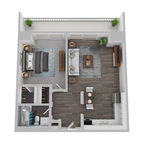 1 Bed 1 Bath Floor Plan | 685 Sq. Ft. at The Rays at Vegas Towers Apartments, Las Vegas, NV 89119